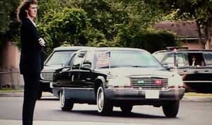 Presidentiële colonne met president Bush komt aan bij de Booker Elementary School in Florida